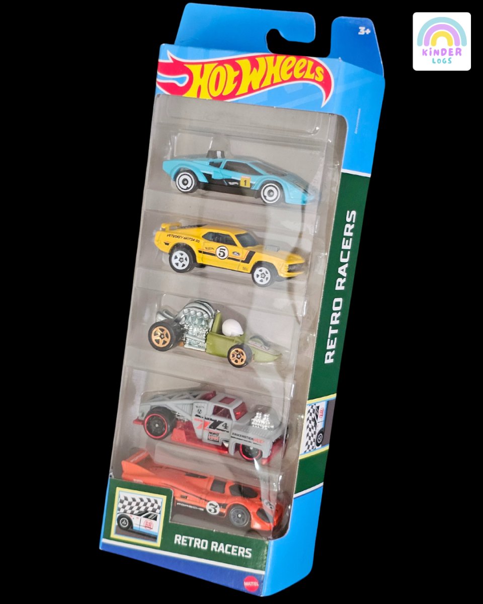 2024 Hot Wheels Retro Racers 5 Cars Pack - Kinder Logs