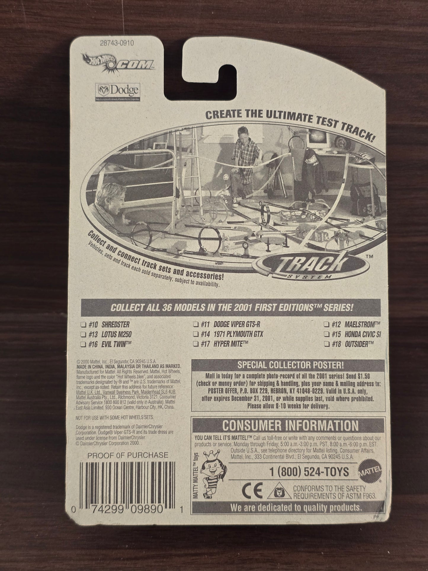 Hot Wheels Dodge Viper GTS-R - Collector No. 023 (2000 Imported Card)