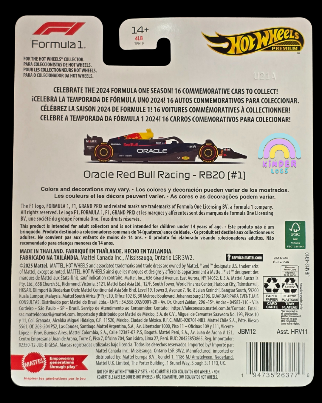 Premium Hot Wheels Oracle Red Bull Racing - RB20 (#1) - Imported