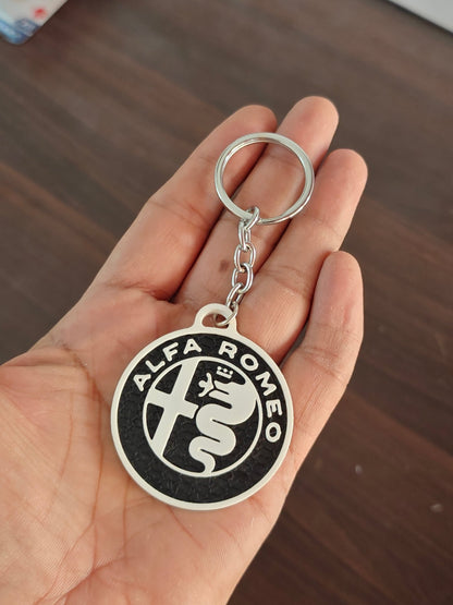 3D - Printed Alfa Romeo Logo Key Chain - Kinder Logs
