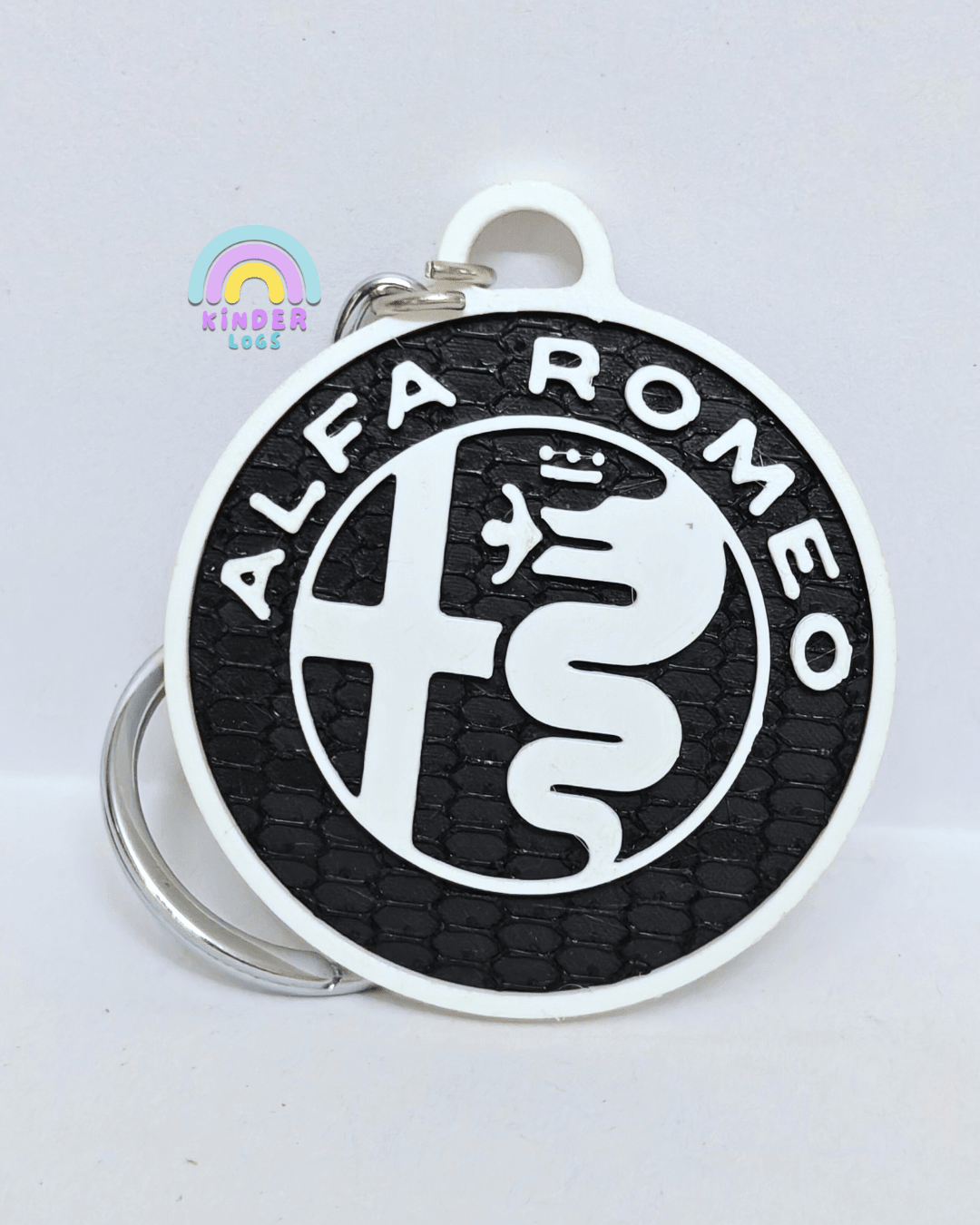 3D - Printed Alfa Romeo Logo Key Chain - Kinder Logs