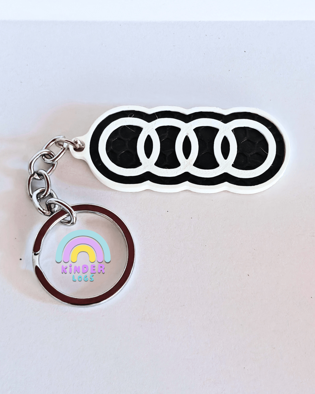 3D-Printed Audi Logo Key Chain (Design II) - Kinder Logs