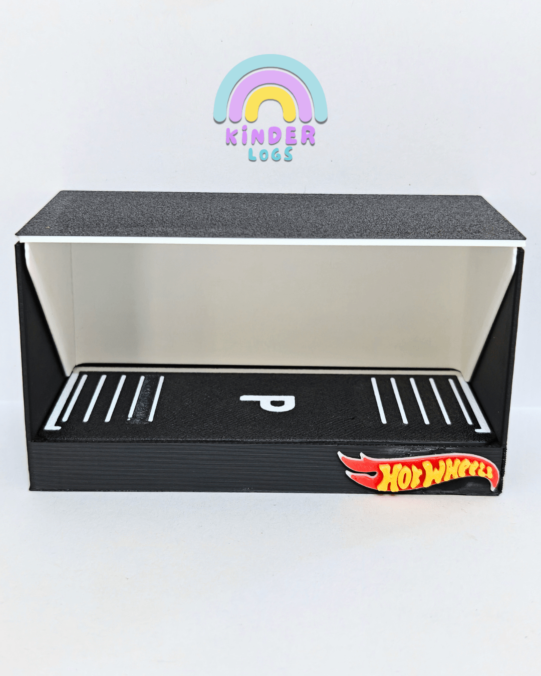 3D - Printed Car Garage For 1:64 Diecast Car (Black) - Kinder Logs