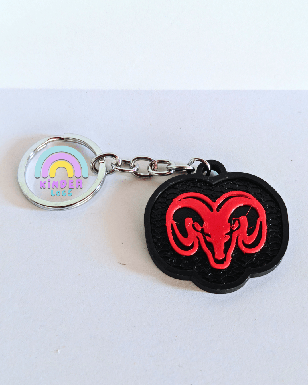 3D-Printed Dodge Logo Key Chain - Kinder Logs