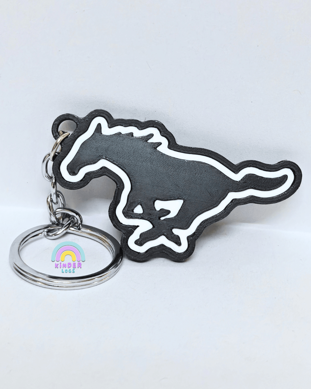 3D - Printed Ford Mustang Horse Logo Key Chain - Kinder Logs