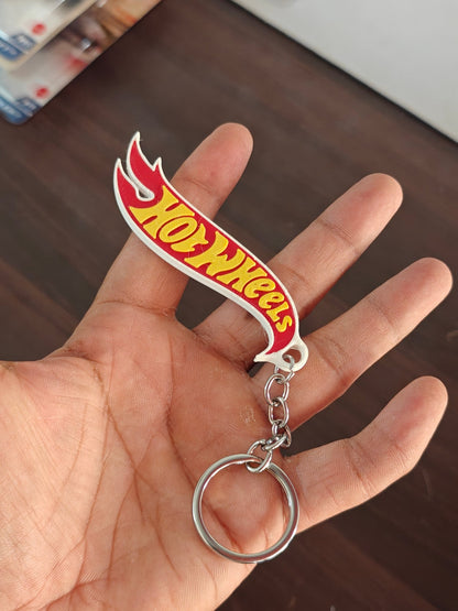 3D - Printed Hot Wheels Logo Key Chain - Kinder Logs