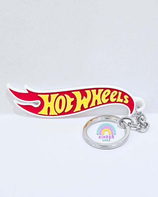 3D - Printed Hot Wheels Logo Key Chain - Kinder Logs