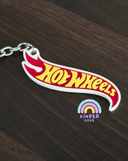 3D - Printed Hot Wheels Logo Key Chain - Kinder Logs