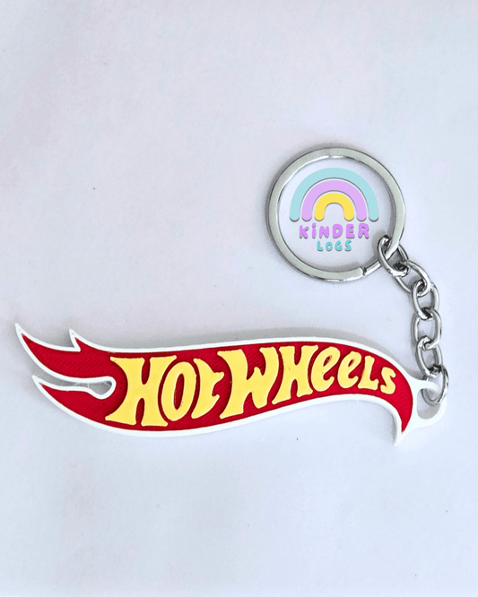 3D - Printed Hot Wheels Logo Key Chain - Kinder Logs