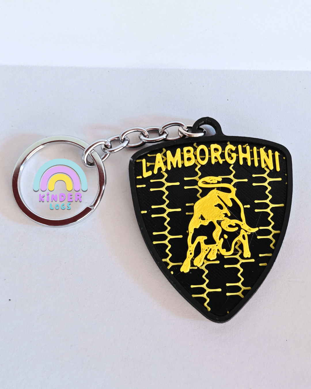 3D-Printed Lamborghini Logo Key Chain - Kinder Logs