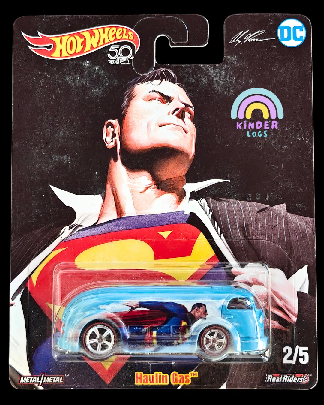 50th Anniversary Premium Hot Wheels Haulin' Gas - DC Superman (Imported) - Kinder Logs