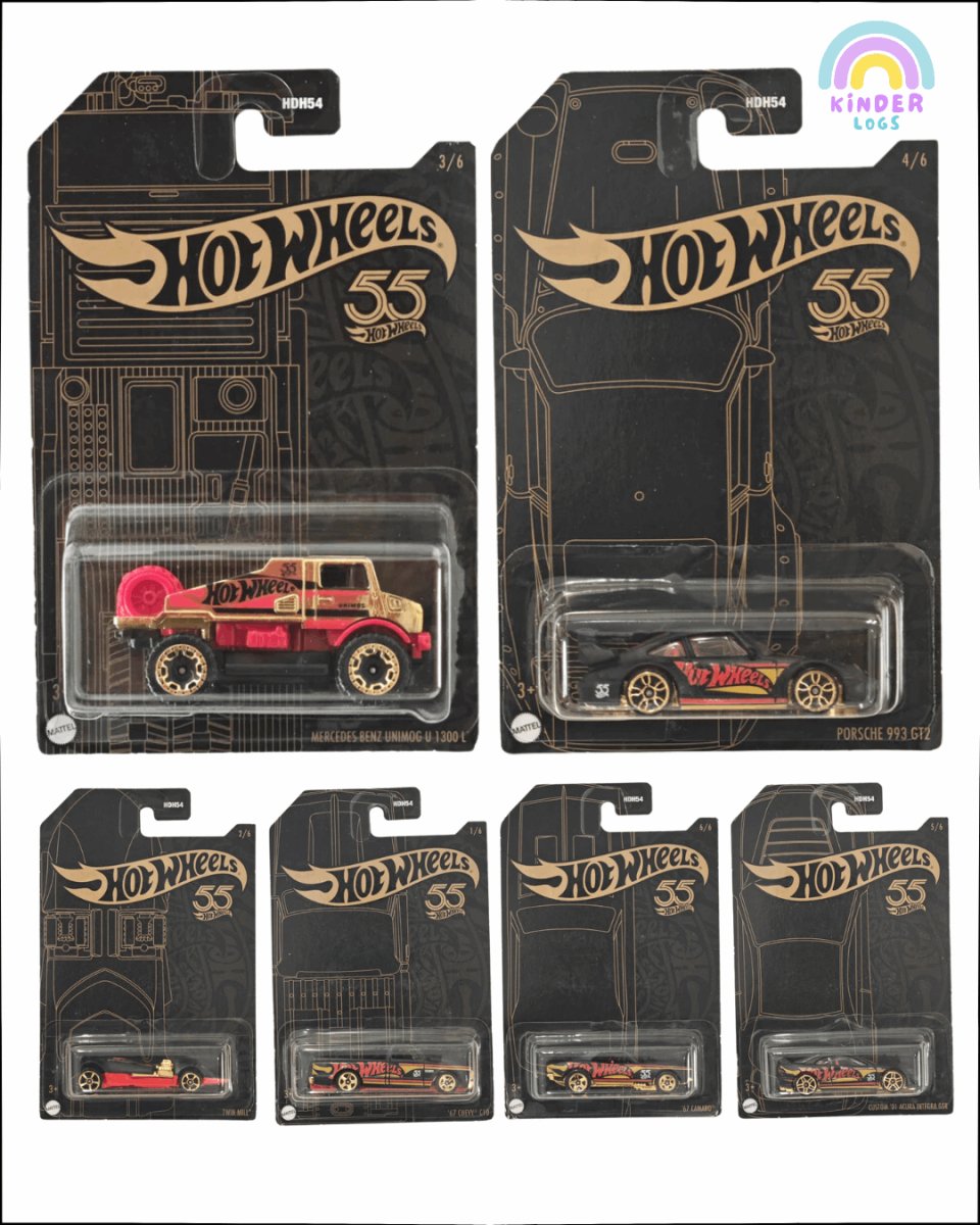 55th Anniversary Hot Wheels - Set of 6 Cars - Kinder Logs