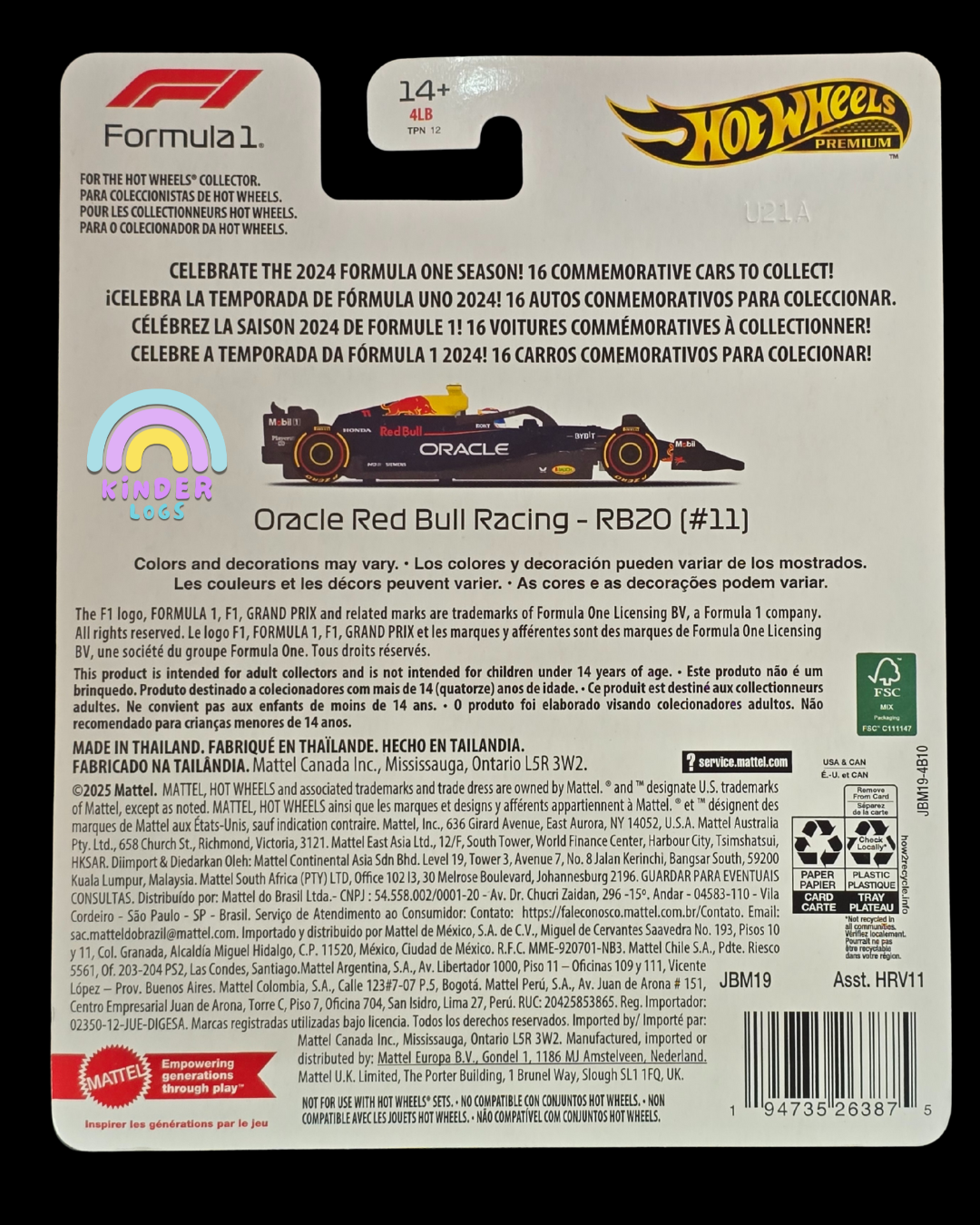 Premium Hot Wheels Oracle Red Bull Racing - RB20 (#11) - Imported