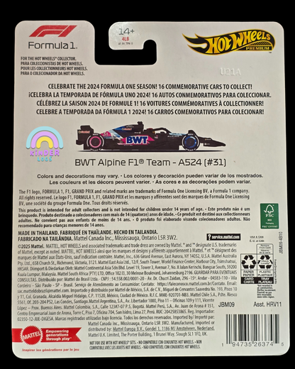 Premium Hot Wheels BWT Alpine F1 Team - A524 (#31) - Imported