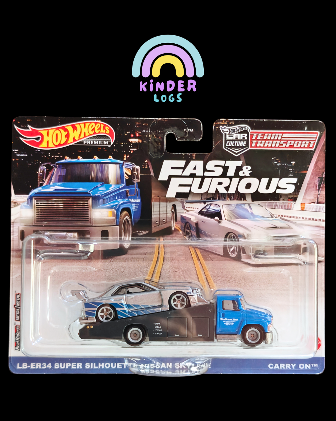 Premium Hot Wheels Team Transport - Fast & Furious Carry On, Nissan Skyline LB-ER34 Super Silhouette (Imported)