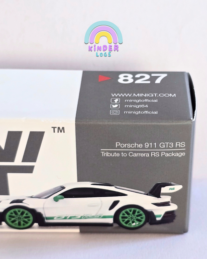 Mini GT Porsche 911 GT3 RS - White With Green Alloys (Open Box)