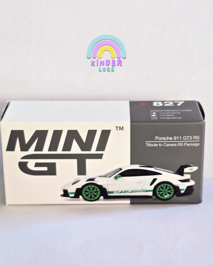 Mini GT Porsche 911 GT3 RS - White With Green Alloys (Open Box)