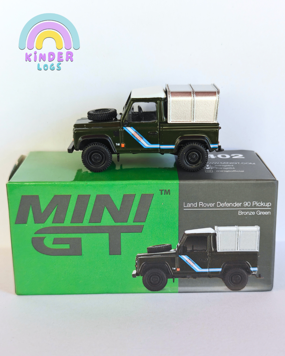 Mini GT Land Rover Defender 90 Pickup - Bronze Green (Open Box)