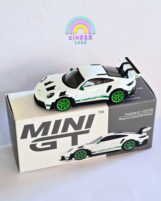 Mini GT Porsche 911 GT3 RS - White With Green Alloys (Open Box)