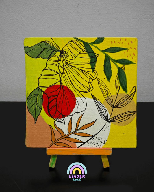 Acrylic Colour Painting - Mini Canvas Art - Abstract Art - Kinder Logs