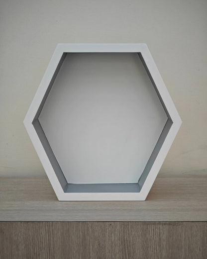 Asymmetrical Wall - Hanging Hexagon - Matte Grey + White - Kinder Logs