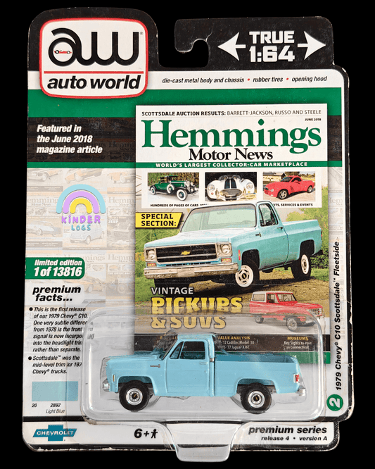 Auto World 1979 Chevy C10 Scottsdale Fleetside (Open Blister) - Kinder Logs