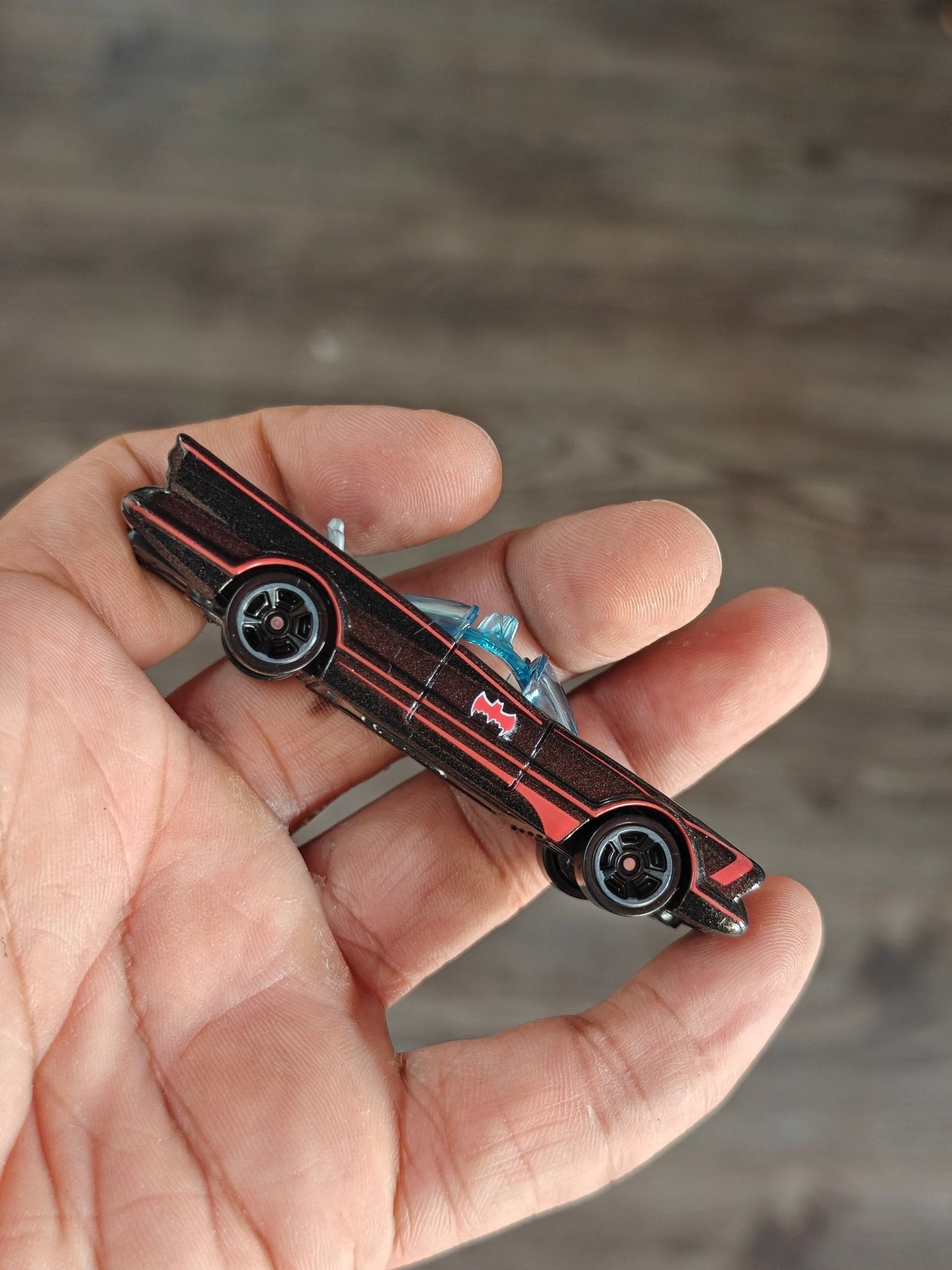 Batman Hot Wheels TV Series Batmobile - Red Graphics (Uncarded) - Kinder Logs