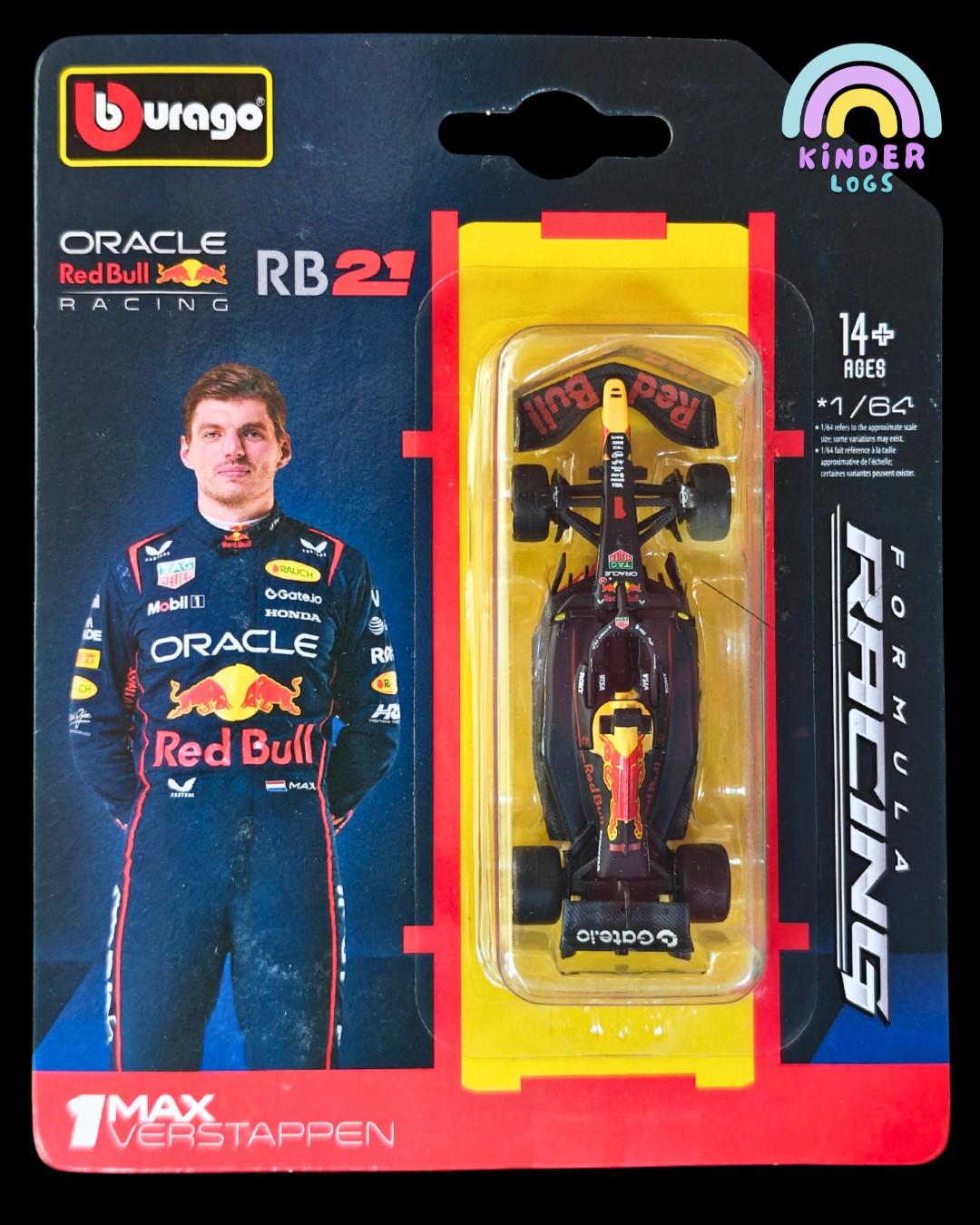 Bburago Oracle Red Bull Racing RB21 Max Verstappen 1 Formula Car (Imported) - Kinder Logs