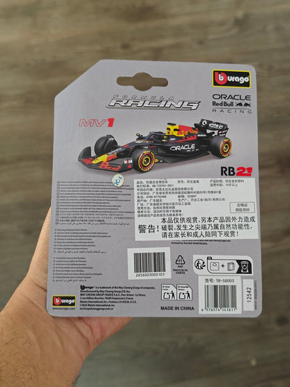 Bburago Oracle Red Bull Racing RB21 Max Verstappen 1 Formula Car (Imported) - Kinder Logs