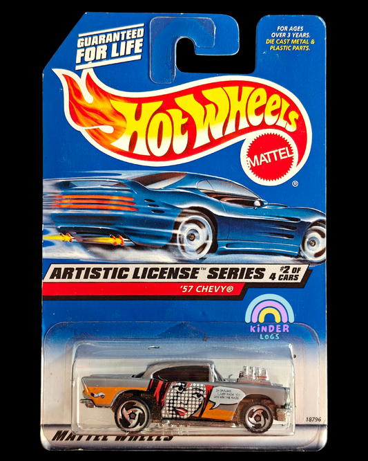 Blue Card Hot Wheels 1957 Chevy Artistic License (Imported) - Kinder Logs