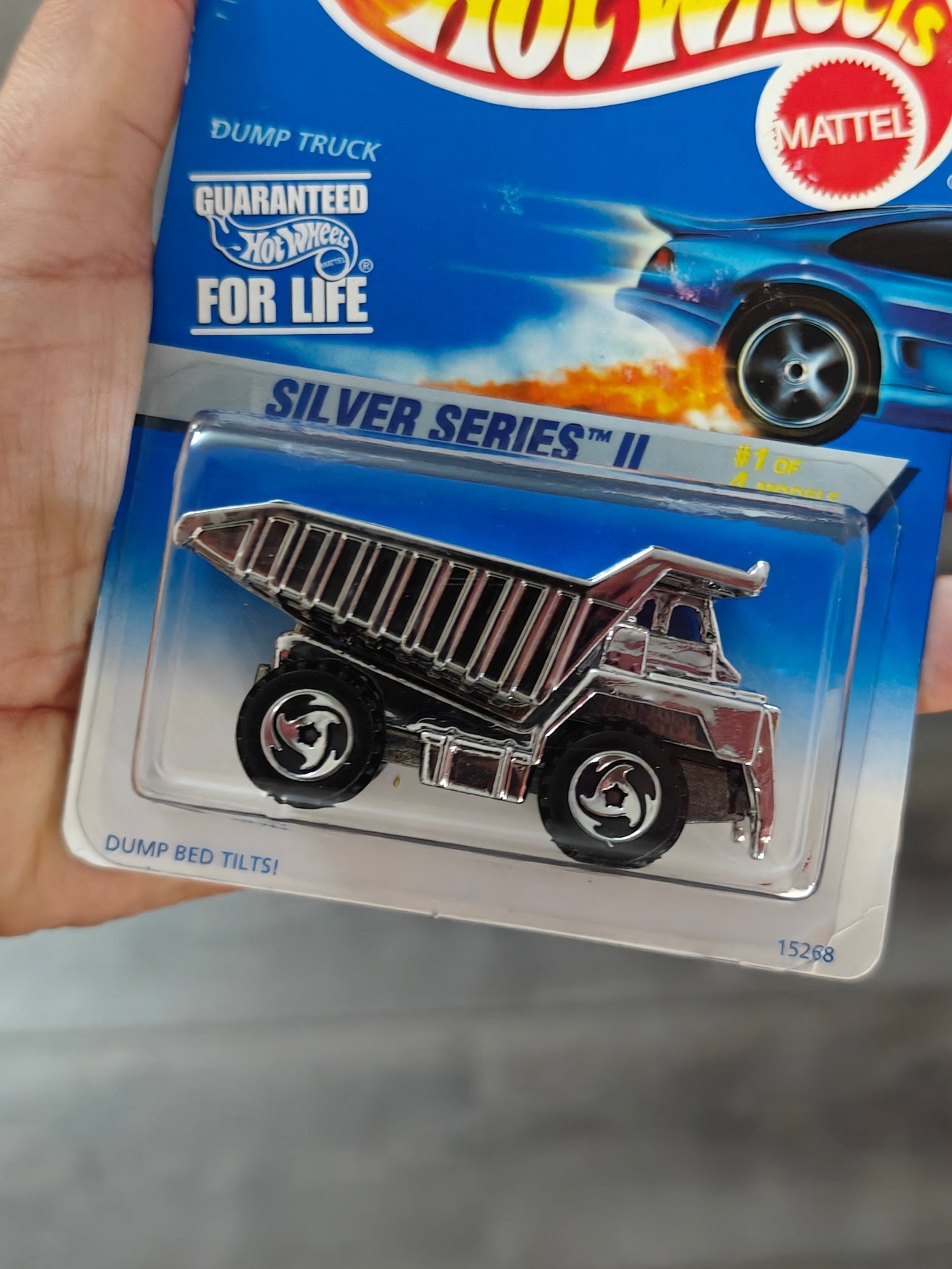 Blue Card Hot Wheels Dump Truck - Silver Series (Imported) - Kinder Logs