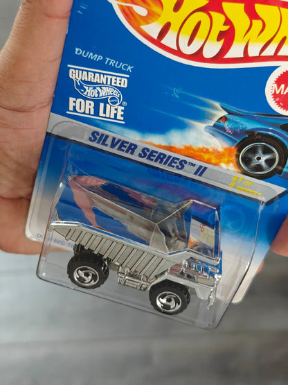 Blue Card Hot Wheels Dump Truck - Silver Series (Imported) - Kinder Logs