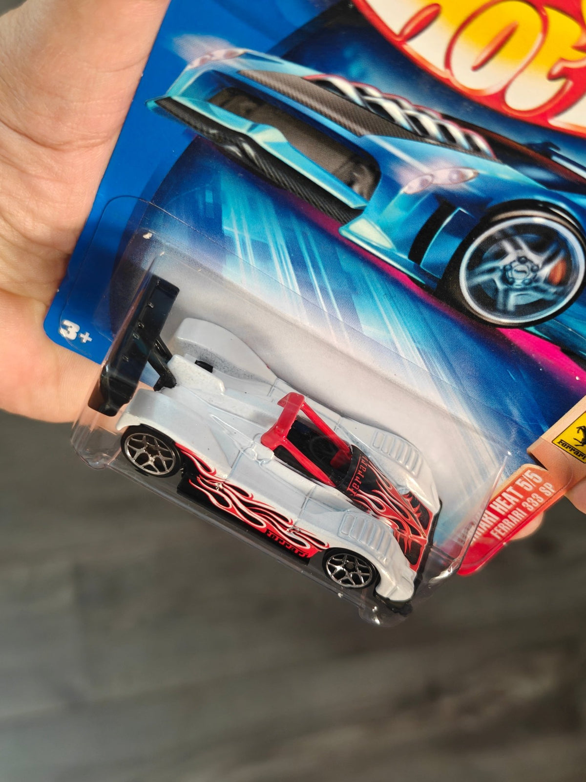 Blue Card Hot Wheels Ferrari 333 SP (White) - Kinder Logs