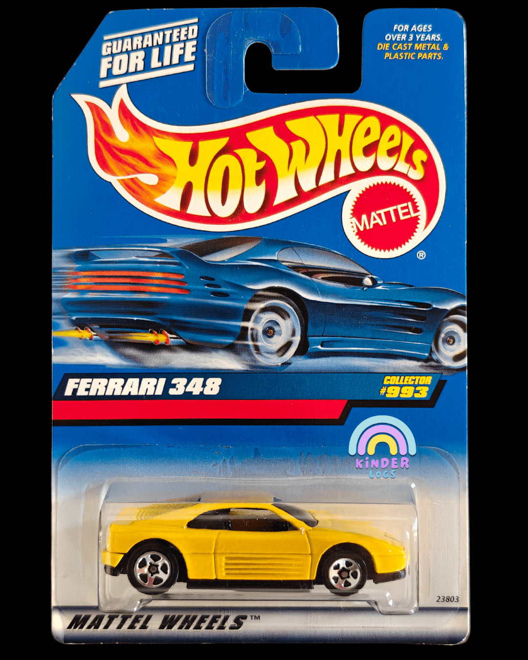 Blue Card Hot Wheels Ferrari 348 Collector 993 - Yellow (Imported) - Kinder Logs