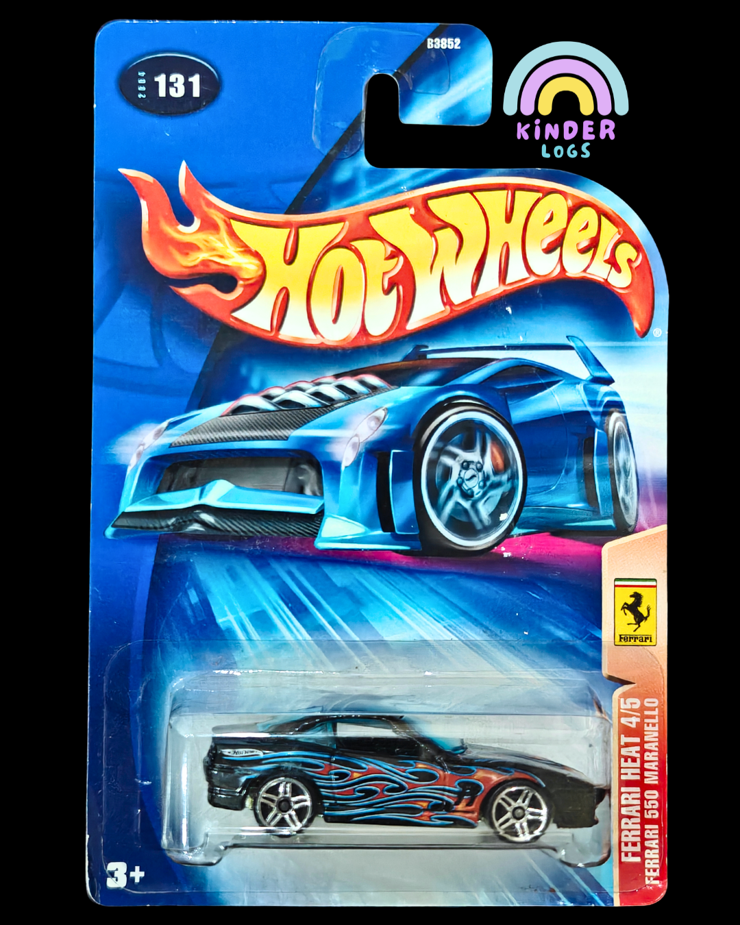 Blue Card Hot Wheels Ferrari 550 Maranello (Black) - Kinder Logs