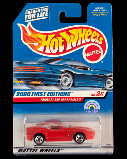 Blue Card Hot Wheels Ferrari 550 Maranello - Red (Imported) - Kinder Logs