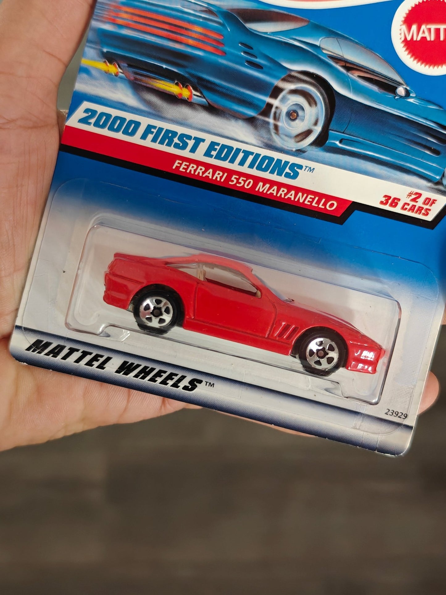 Blue Card Hot Wheels Ferrari 550 Maranello - Red (Imported) - Kinder Logs