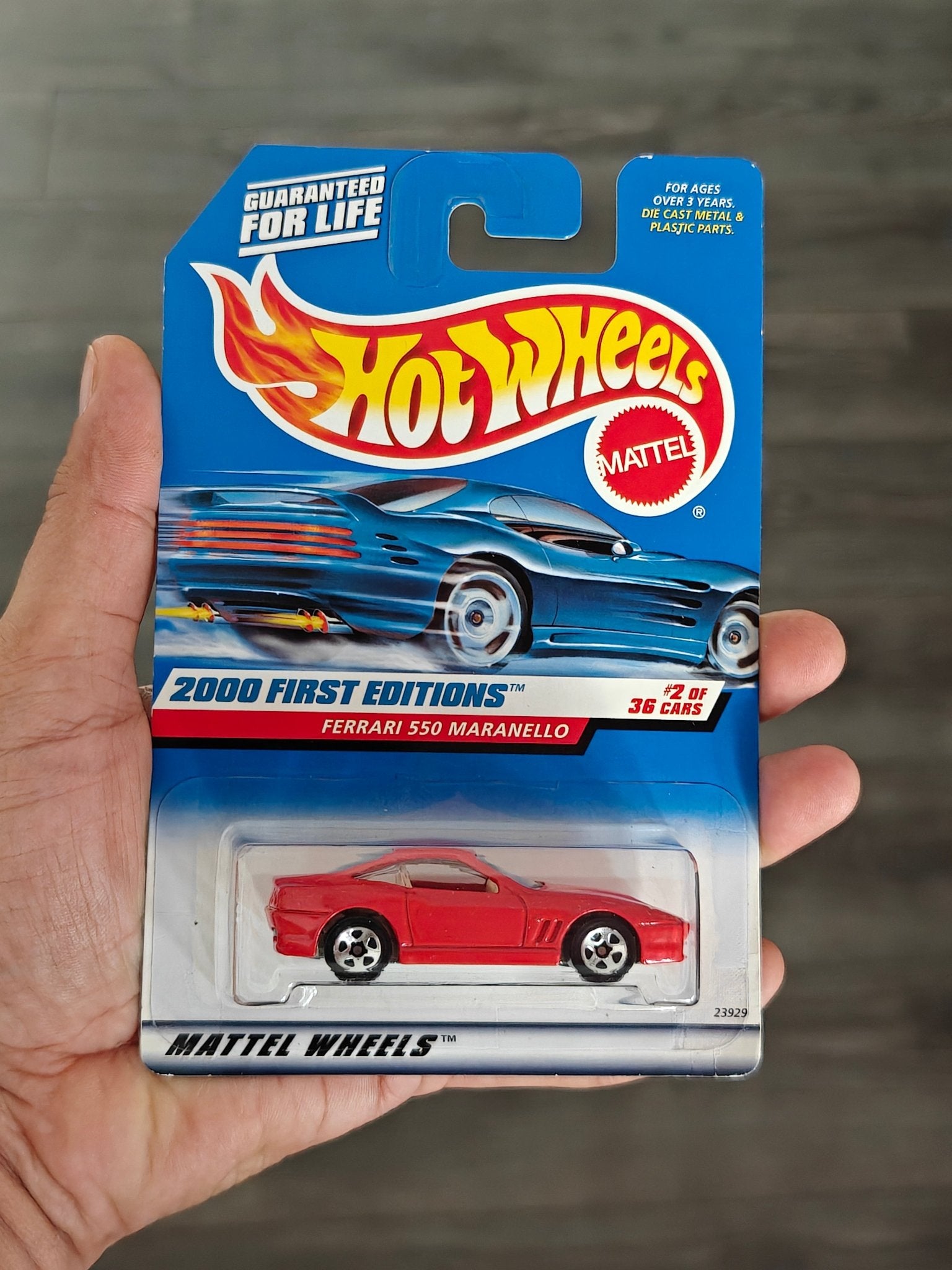 Blue Card Hot Wheels Ferrari 550 Maranello - Red (Imported) - Kinder Logs