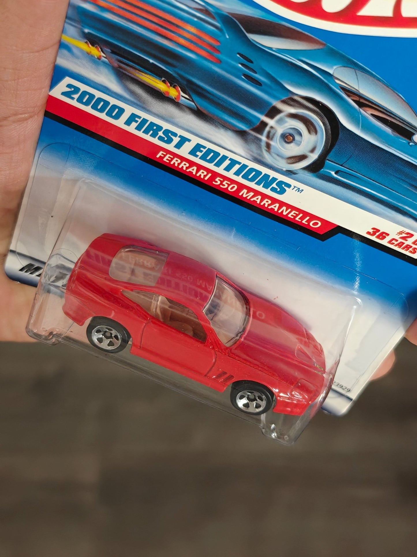 Blue Card Hot Wheels Ferrari 550 Maranello - Red (Imported) - Kinder Logs