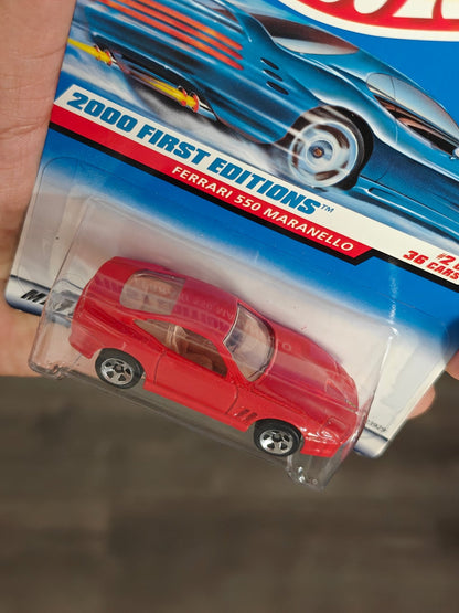 Blue Card Hot Wheels Ferrari 550 Maranello - Red (Imported) - Kinder Logs