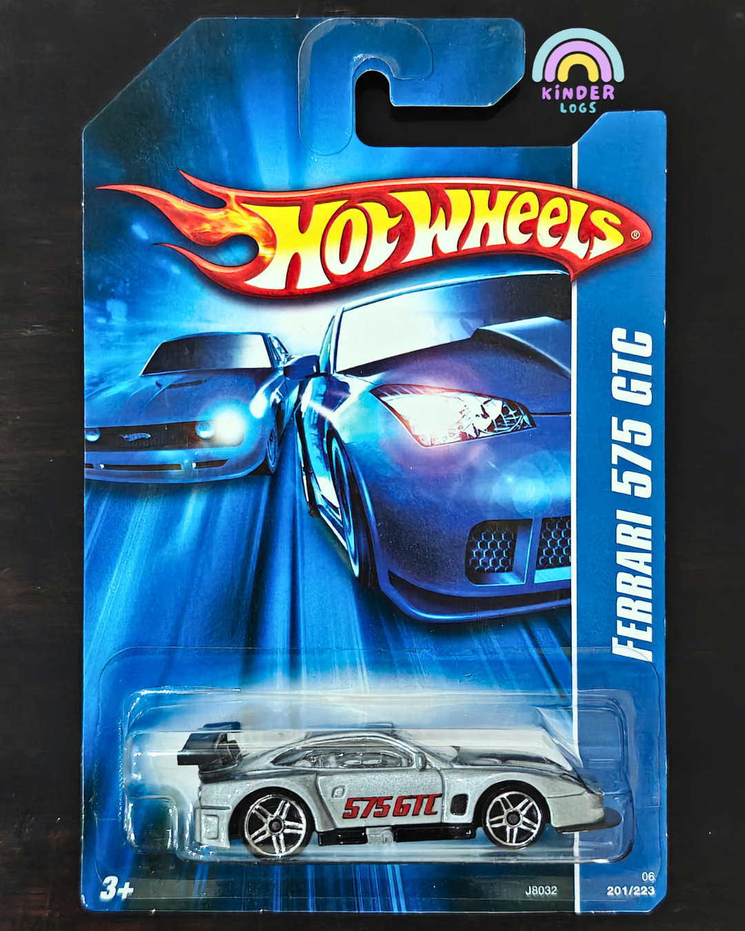 Blue Card Hot Wheels Ferrari 575 GTC (Silver) - Kinder Logs