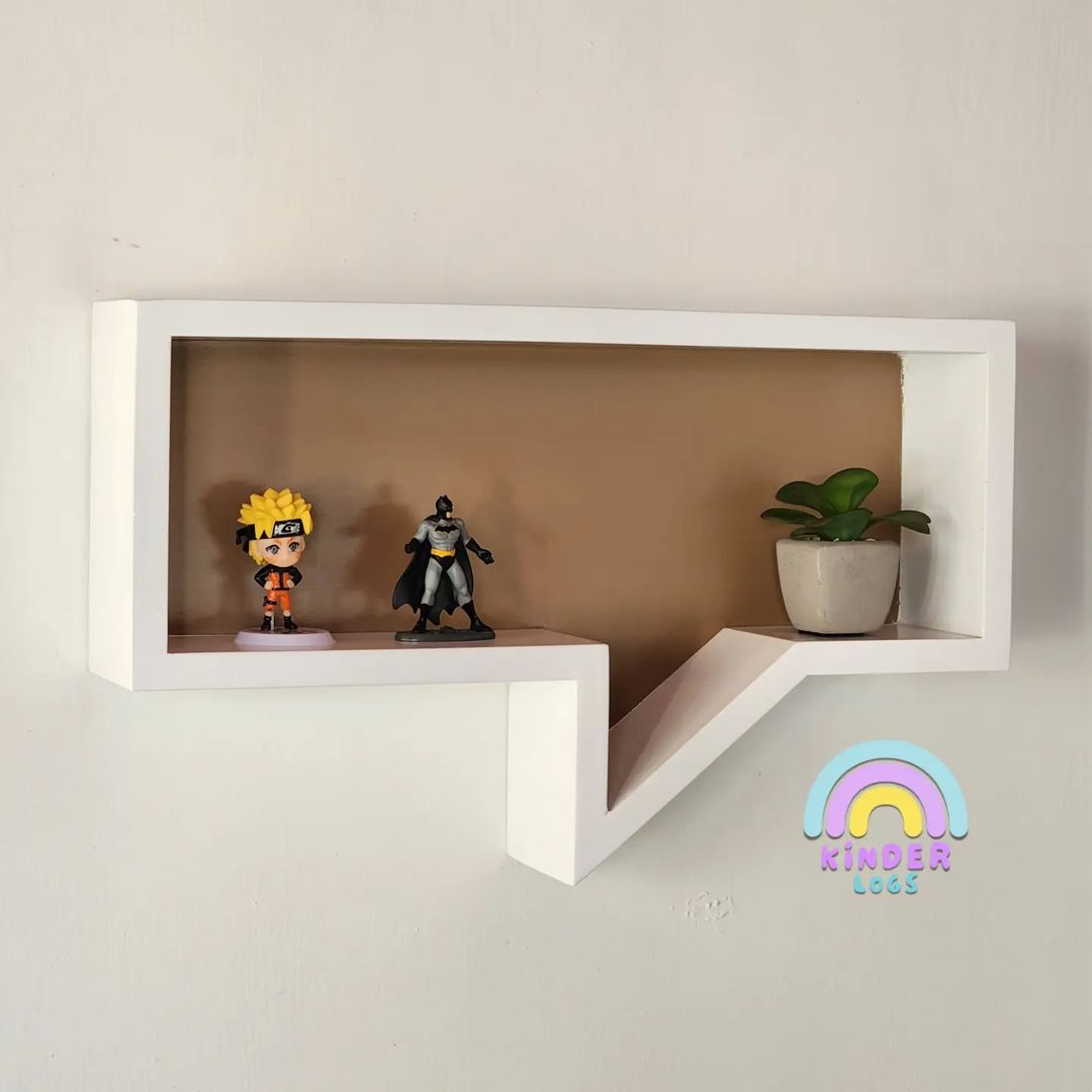 Callout Wall - Hanging Shelf - White + Chocolate Brown - Kinder Logs
