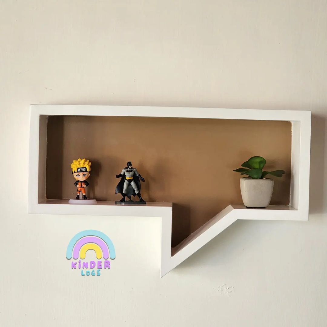 Callout Wall - Hanging Shelf - White + Chocolate Brown - Kinder Logs