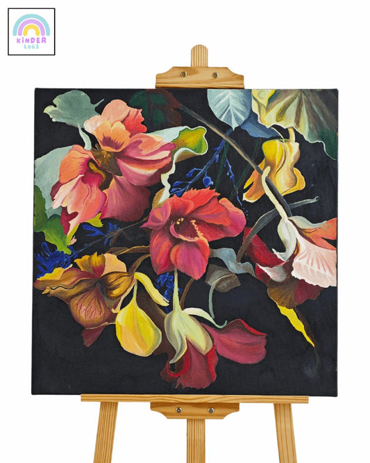 Colourful Floral Painting by MDK Artsy - Kinder Logs