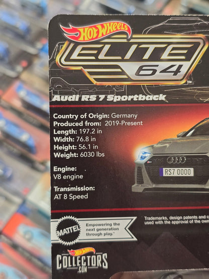 Elite64 Hot Wheels 2021 Audi RS 7 Sportback (Imported) - Kinder Logs