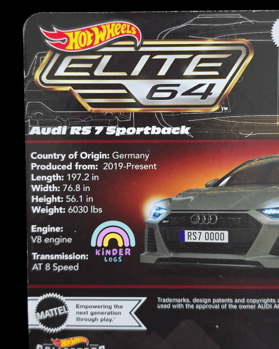 Elite64 Hot Wheels 2021 Audi RS 7 Sportback (Imported) - Kinder Logs