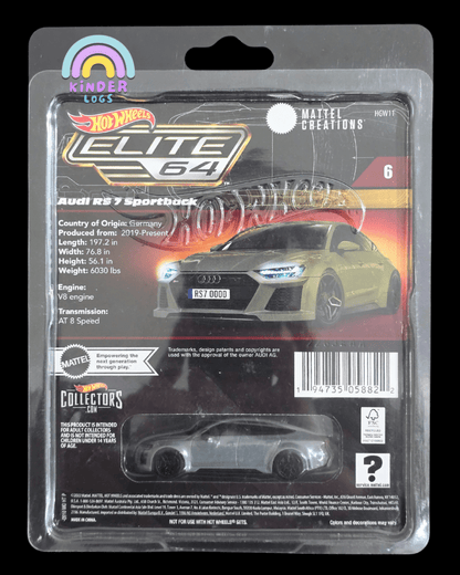 Elite64 Hot Wheels 2021 Audi RS 7 Sportback (Imported) - Kinder Logs