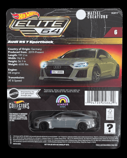 Elite64 Hot Wheels 2021 Audi RS 7 Sportback (Imported) - Kinder Logs