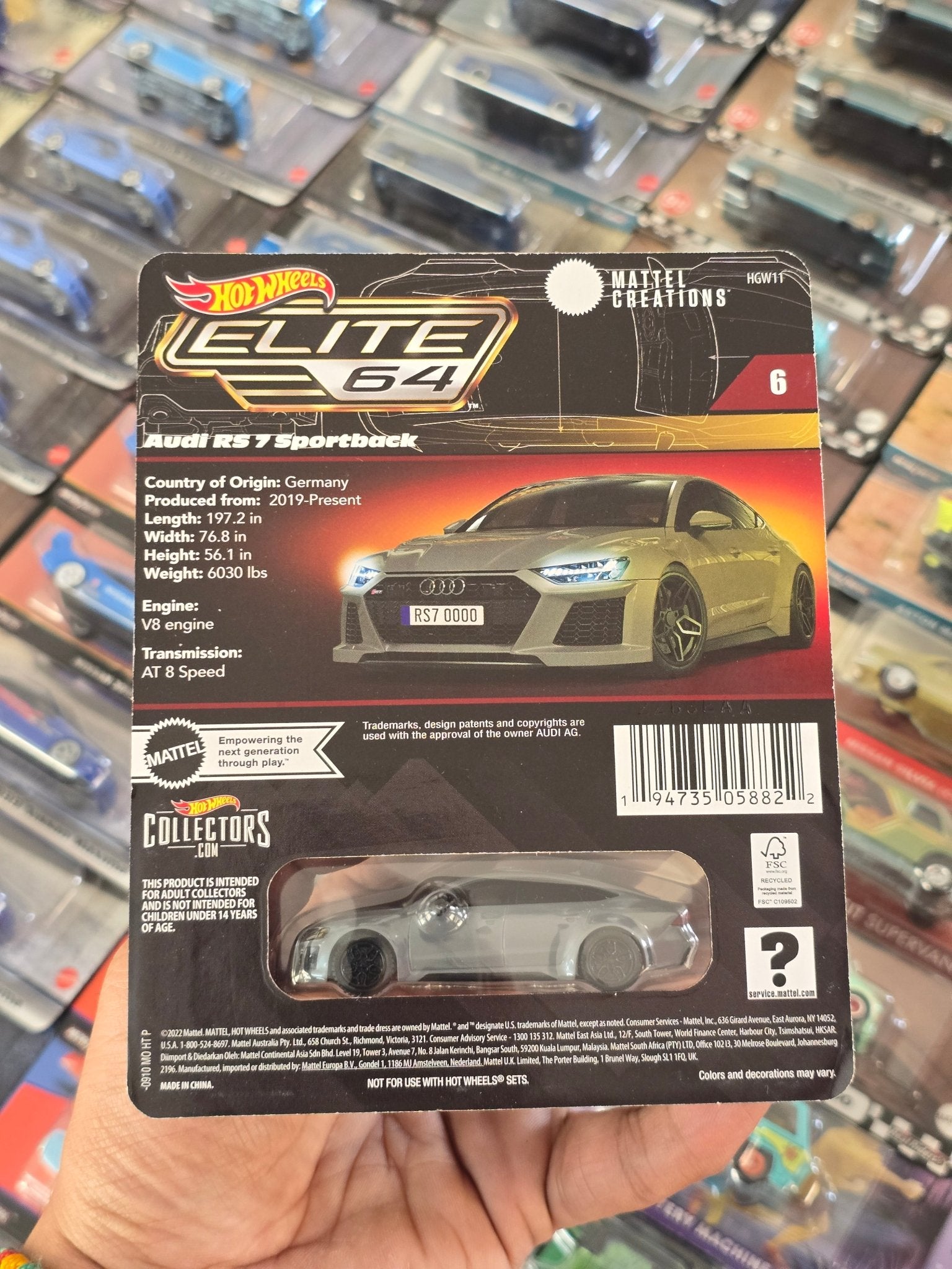 Elite64 Hot Wheels 2021 Audi RS 7 Sportback (Imported) - Kinder Logs