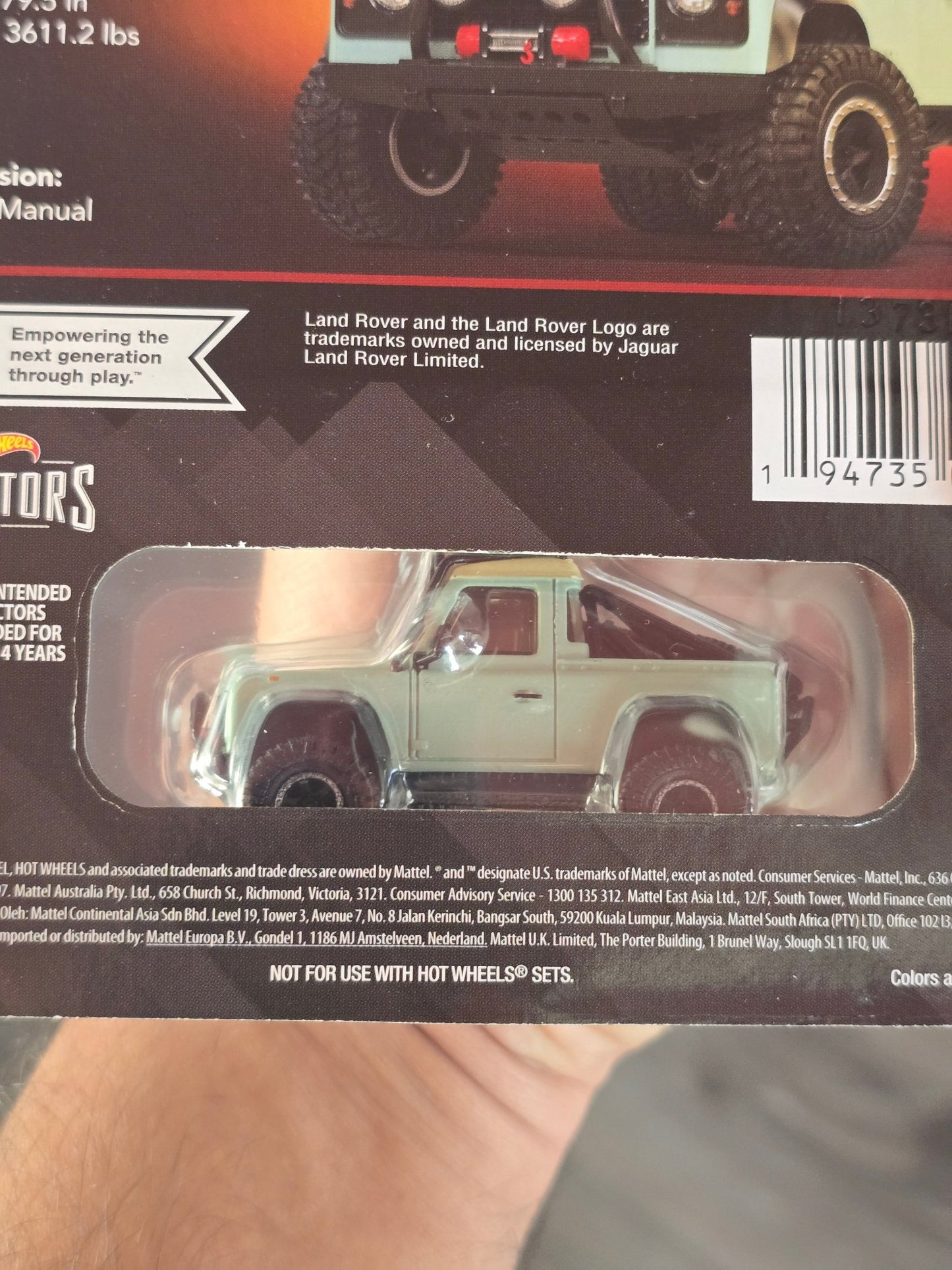 Elite64 Hot Wheels Land Rover Defender 90 Pickup - Green (Rare) - Kinder Logs